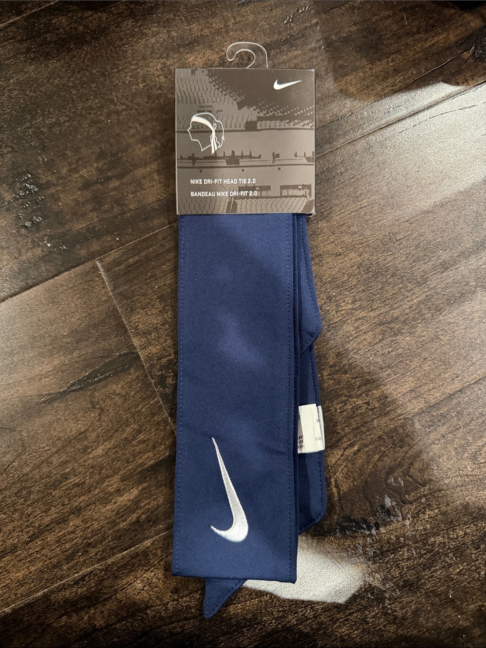 Nike Dri-FIT Head Tie 2.0 - Navy Blue with White Swoosh
